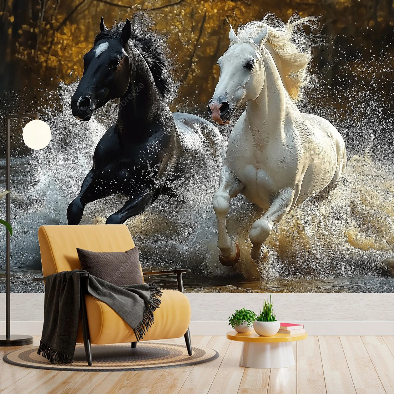 Majestic Black and White Horse Tapestry Elegant Equine Wall Art for Living Room Bedroom Decor Modern Boho Style Home Design