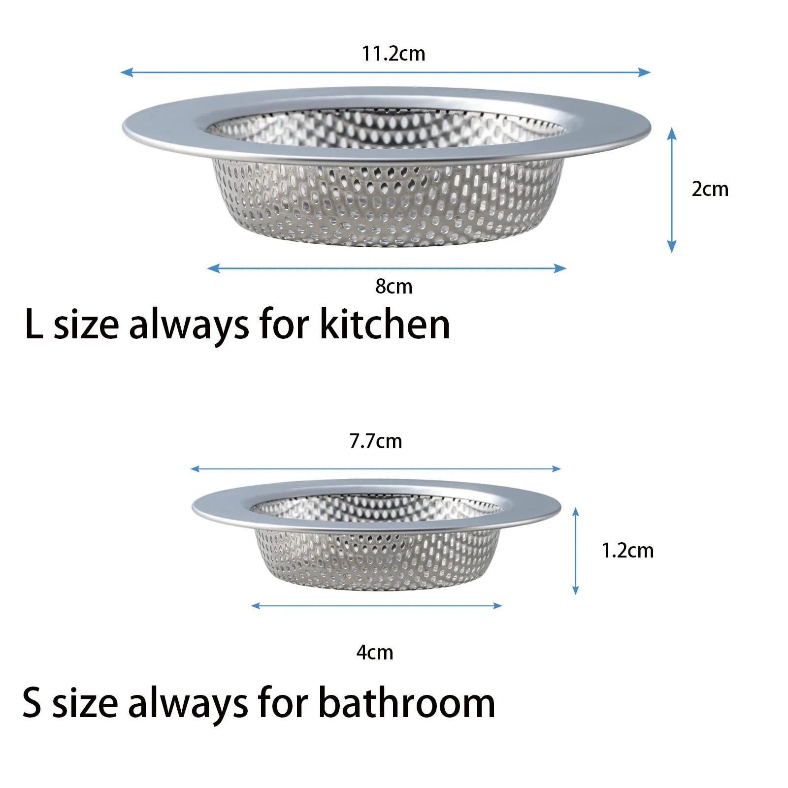 2PCS Kitchen Sink Drain Strainer - Stainless Steel Drain Hair Catcher Kitchen Accessories Bathroom Bathtub Drain Strainer
