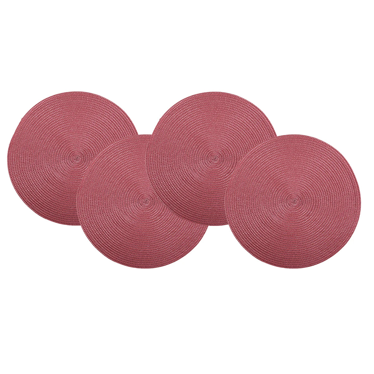 Round Braided Placemats Set of 4 Washable PP Heat Resistant 38cm Table Place Mat for Kitchen Xmas Dining Table Party Decor