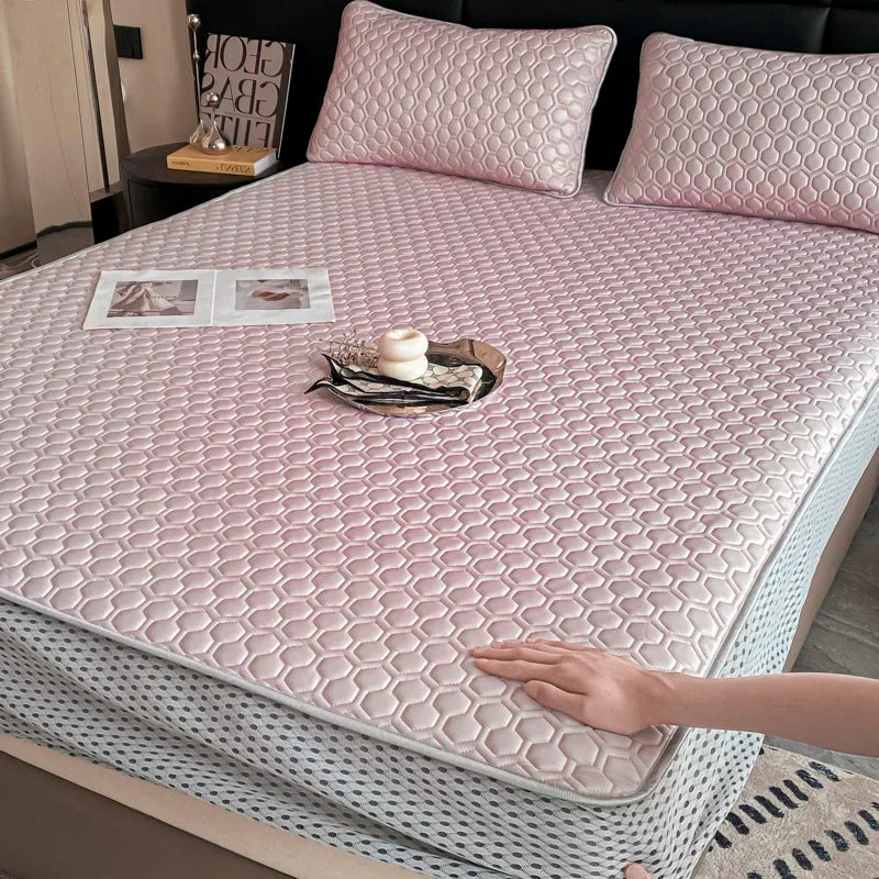 Natural Latex Thicked Summer Cooling Mat for Bed Soft Cool Feeling Fitted Sheet and Pillowcase Matress Cover Grade A Summer Mats