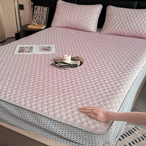 Natural Latex Thicked Summer Cooling Mat for Bed Soft Cool Feeling Fitted Sheet and Pillowcase Matress Cover Grade A Summer Mats