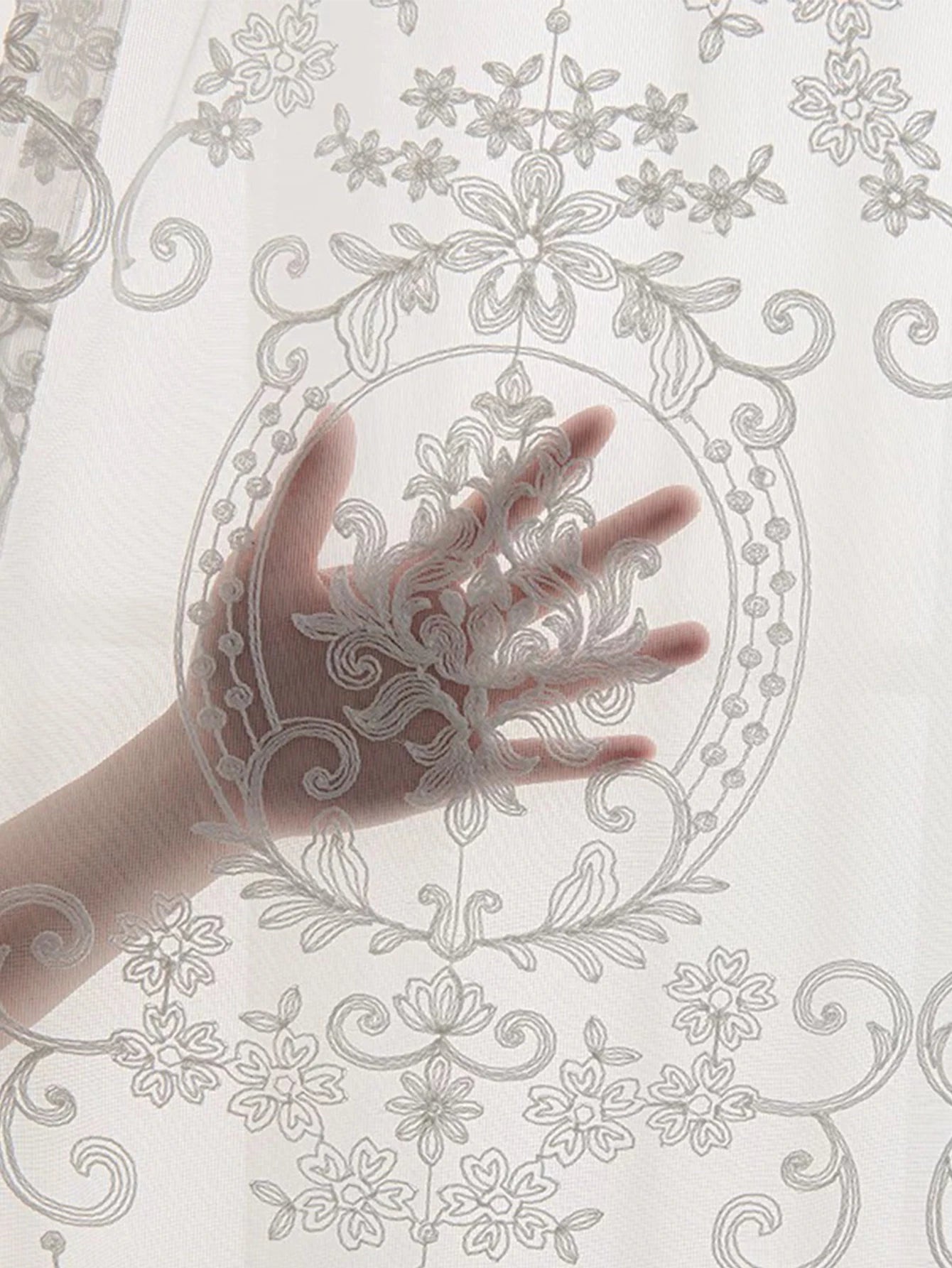1pc Embroidered White Sheer curtain Polyester Light Filtering Privacy Sheer Curtain for Living room All Season