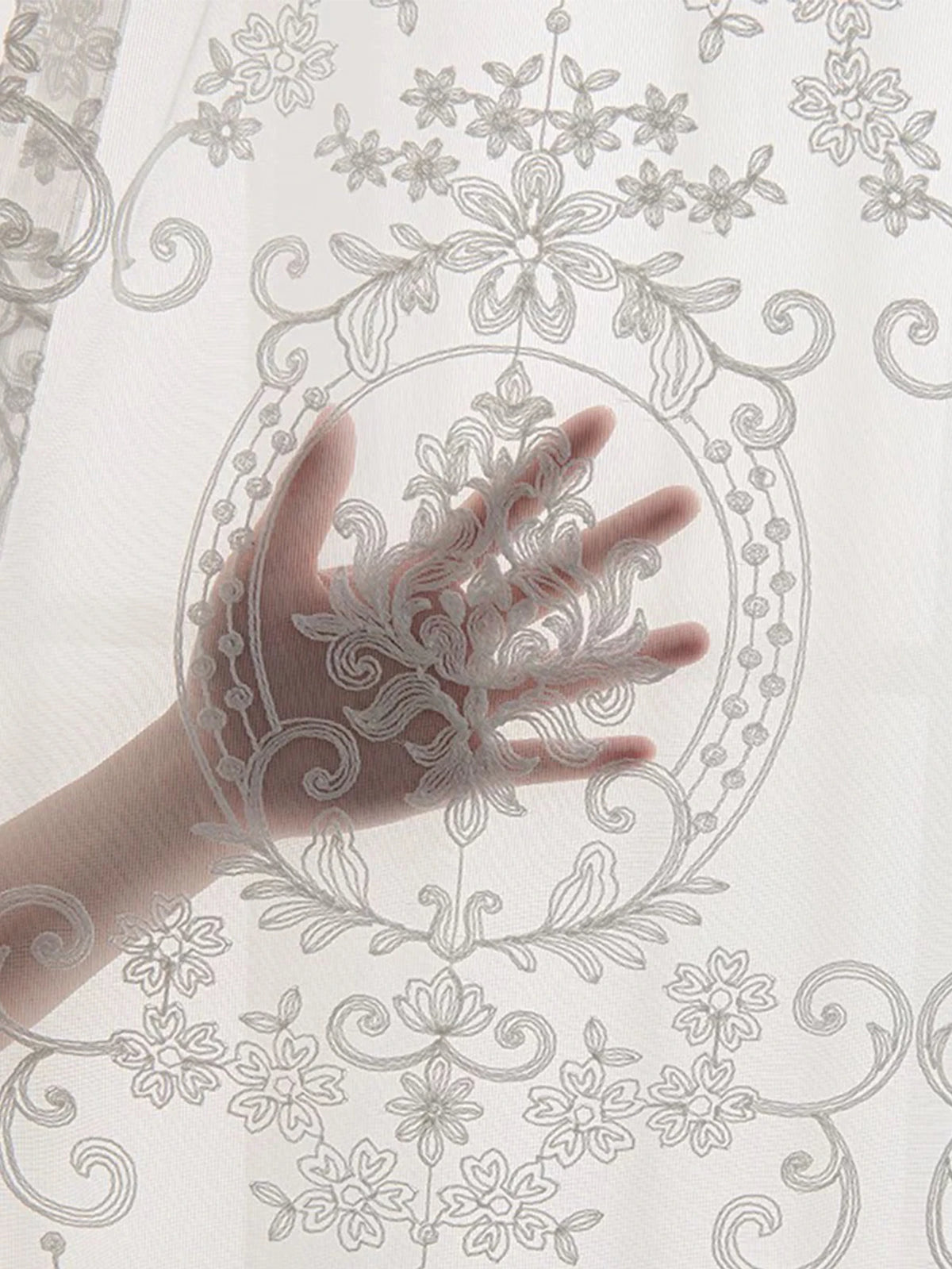 1pc Embroidered White Sheer curtain Polyester Light Filtering Privacy Sheer Curtain for Living room All Season