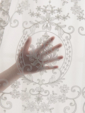 1pc Embroidered White Sheer curtain Polyester Light Filtering Privacy Sheer Curtain for Living room All Season
