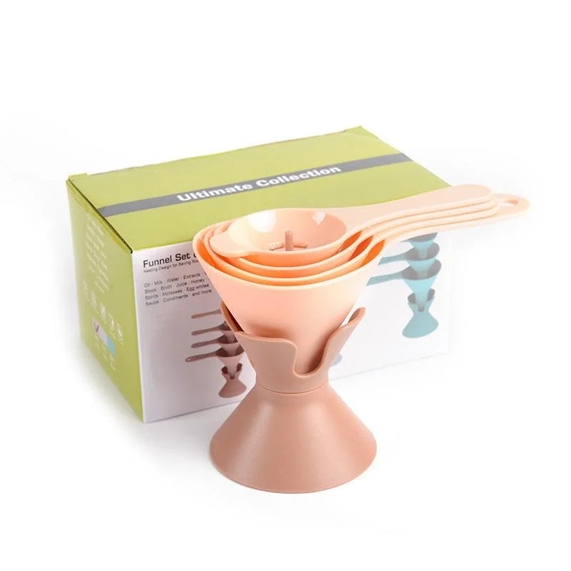 1Set Six in One Plastic Funnel Set Household Kitchen Essential for Oil Wine Leak Prevention and Filtering