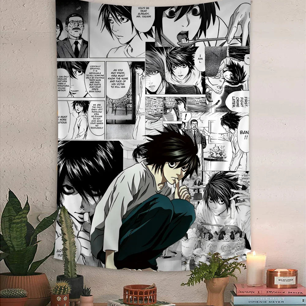 Anime Death Note DN L Colorful Tapestry Wall Hanging Bohemian Wall Tapestries Mandala Wall Hanging Sheets