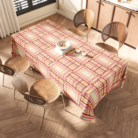 Kitchen Tablecloth Plaid Printed Non-slip Washable Cotton Polyester Dining Room Decor Decoration Home Textiles Red Yellow White