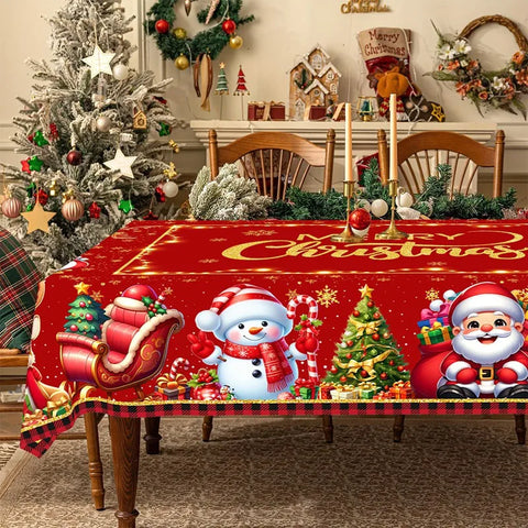 Christmas Tablecloth Christmas Decorations for Home 2025 Xmas Gifts Navidad New Year Winter Holiday Kitchen Dining Table Cover