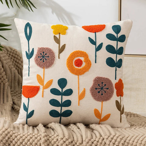 наволочки новог Cushion Cover Daisy Yellow Floral Geometric 45x45/30x50cm Blue Embroidery Soft Cozy Pillow Cover for Living Room