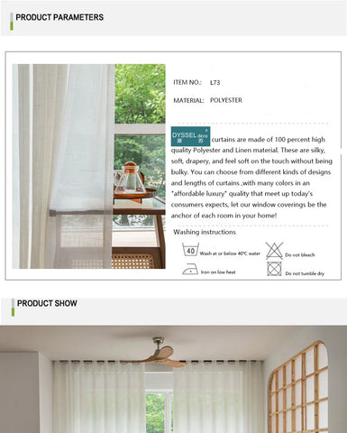 Modern Decorative Linen Solid Home Linen White Sheer European Style Window Curtains Rod Pocket Grommet for Living Room Bedroom