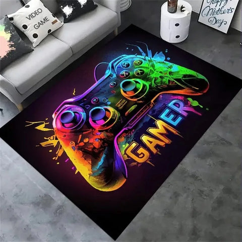 2024 Gaming for Boys Room Gamer Casual Carpet with Controller Design Rug for Game Room Bedroom Decor Non-slip Machine Washab Mat
