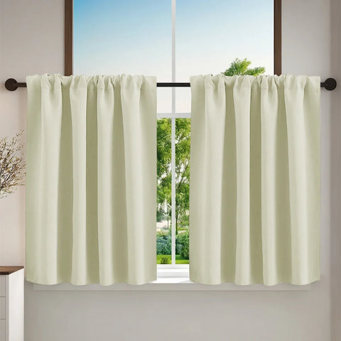 1pc Solid Short Curtain, Small Curtains for Kitchen, Bathroom, High Blackout Curtains for Home Decoration, UV Protection