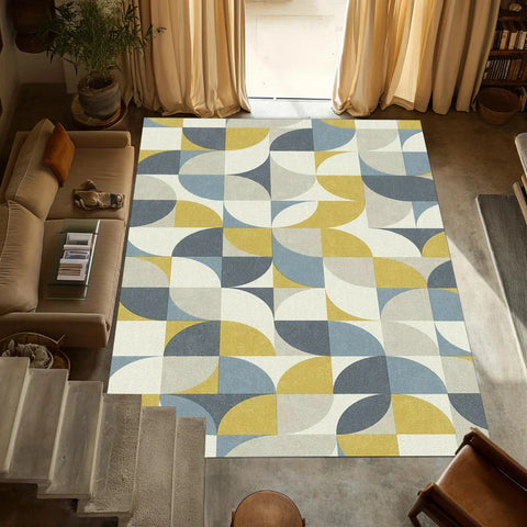 Modern Geometric Pattern Carpet Mat Rug Triangle Circle Square Design Home Decoration for Living Room Kids Room Rugs for Bedroom