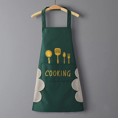 Large Apron with Front Pocket Cooking Cotton for Women Men Waterproof Oil-proof Cooking Apron BBQ Comfortable Kitchen Clothes