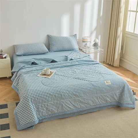 Summer 100% Cotton Thin Quilt Comforter Soft Air Conditioning All Season Quilt/Duvet/Blanket Lightweight Bed Cover Soft Bedding