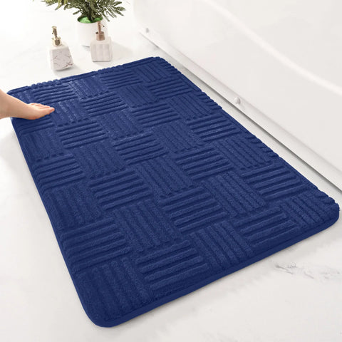 Thickened absorbent striped floor mat solid color bathroom carpet bedroom comfortable cotton velvet non-slip mat entrance mat
