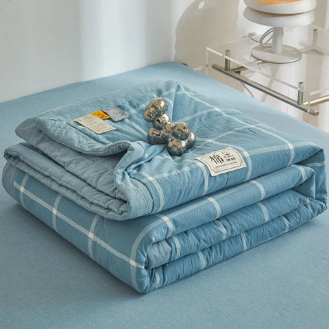 All cotton Air conditioning quilted quilt core summer washable comforter Simple Plaid soft duvet of single twin full queen size