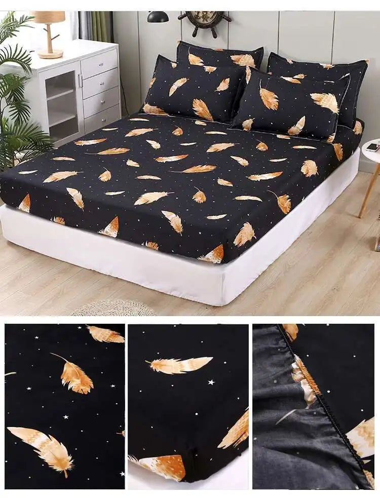 Solstice Kids Dinosaur Bed Sheet Set - Cartoon Printed Draps De Lit With Pillowcase, Elastic Fitted (Single/Twin, 100% Cotton)
