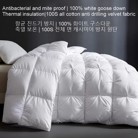 100% White Goose Down Quilt Thick Winter Comforter Four Seasons Quilt King Size Duvet Hotel Camping 1.5*2/1.8*2.2/2*2.3/2.2*2.4m