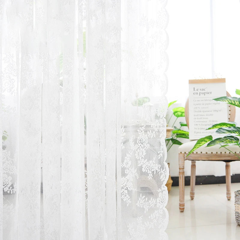 Lace Tulle Window Curtain Aesthetic Lace Curtain French Balcony Screen Curtain Wedding Party Decor Bedroom Livingroom Supplies