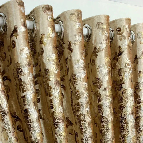 European Luxury Gold Curtains For Living Room Bedroom Sheer Embroidered Tulle Print Shading Windows Backdrop Customize Шторы