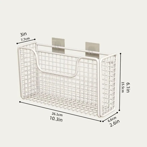Punch-free Kitchen Cabinet Door Storage Box Iron Rack Wall-mounted Cabinet Plastic Wrap Rack Bathroom Refrigerator Rack