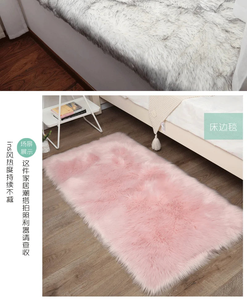 Thick White Carpet Soft Fur for Living Room Plush Rug Bedroom Imitation Wool Fluffy Floor Carpets Window Bedside Home Decor Rugs