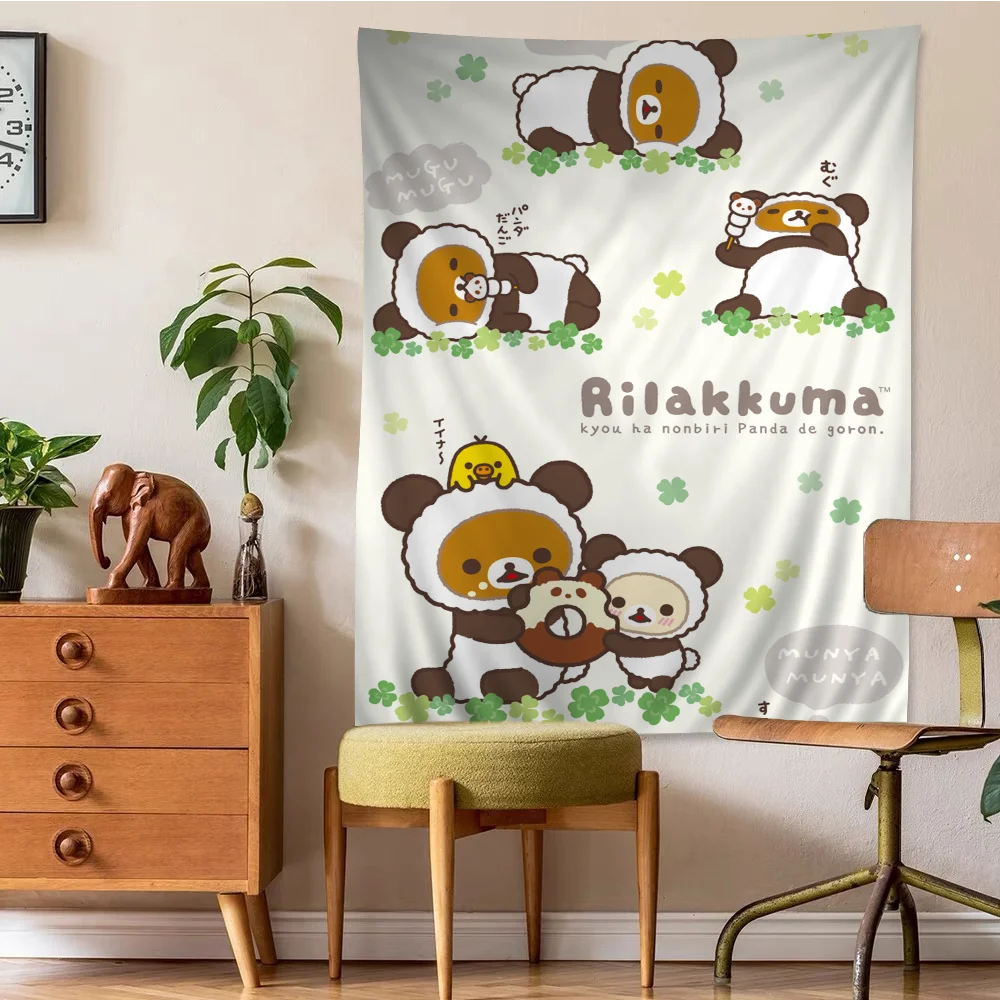 Cute Cartoon R-Rilakkuma Hippie Wall Hanging Tapestries Bohemian Wall Tapestries Mandala INS Home Decor