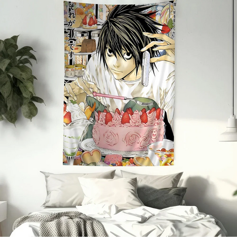 Anime Death Note DN L Colorful Tapestry Wall Hanging Bohemian Wall Tapestries Mandala Wall Hanging Sheets