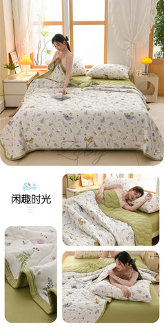 New Floral Print Spring Summer Quilt Soft Comfortable Quilted Quilts Single Double Blanket for Bed Comforter Knitted Thin Duvet