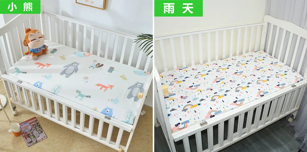 51x28inch(130x70 cm) Newborn Baby Fitted Crib Sheets Cartoon Print Bed Sheet Baby Bed Mattress Covers for Unisex Baby Boys Girls