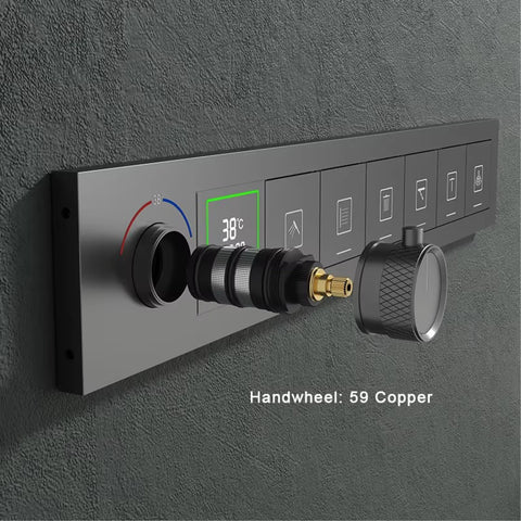 Luxury Brass Ceiling Mount Thermostatic LED digital display Shower Set System Bluetooth Music Rain Shower Head Bathroom Faucet