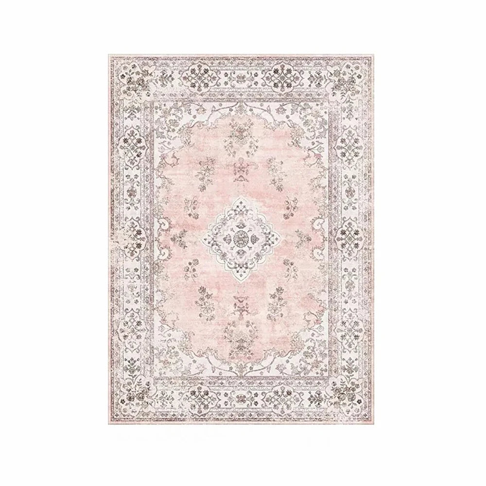 VIKAMA Bohemian Faux Wool Rug - Ultra-Thin, Stain-Resistant,Non-Slip Carpet for Study Room & Living Room,Soft Floor Mat Home Dec