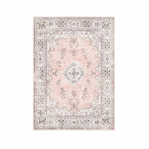 VIKAMA Bohemian Faux Wool Rug - Ultra-Thin, Stain-Resistant,Non-Slip Carpet for Study Room & Living Room,Soft Floor Mat Home Dec