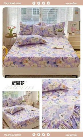 100% Cotton Kids Fitted Sheet - Pink Cartoon Print Single Size, Soft Bed Sheet Mattress Cover (No Pillowcase)