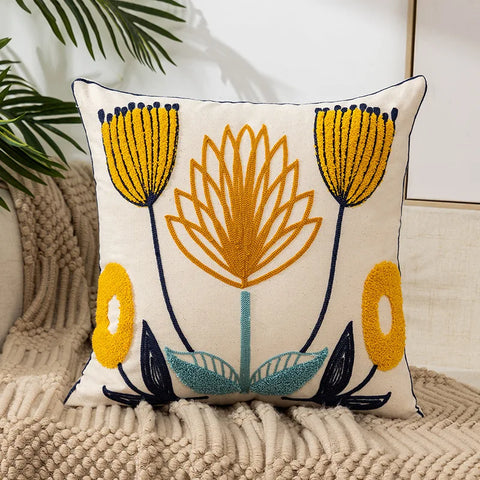 наволочки новог Cushion Cover Daisy Yellow Floral Geometric 45x45/30x50cm Blue Embroidery Soft Cozy Pillow Cover for Living Room