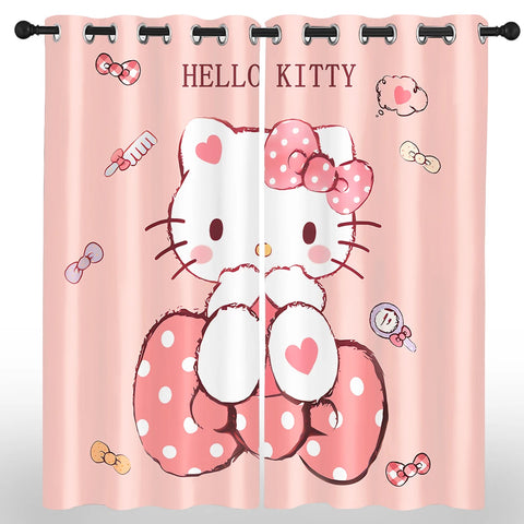 Hello Kitty Sanrio Cartoon Blackout Curtain Polyester  Animated Fashion Printing Suitable for Bedroom Kids Room Decoration