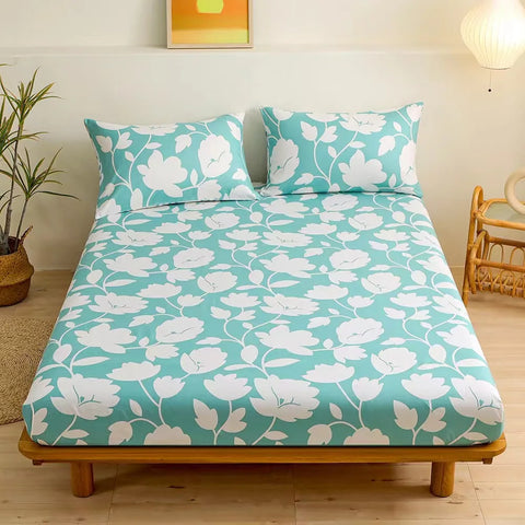 Bonenjoy Sheet on Rubber Band Kids Bed Sheet Cartoon Cars Printed Fitted Sheet for Boy Single Fitted Bed Sheet with Pillowcase