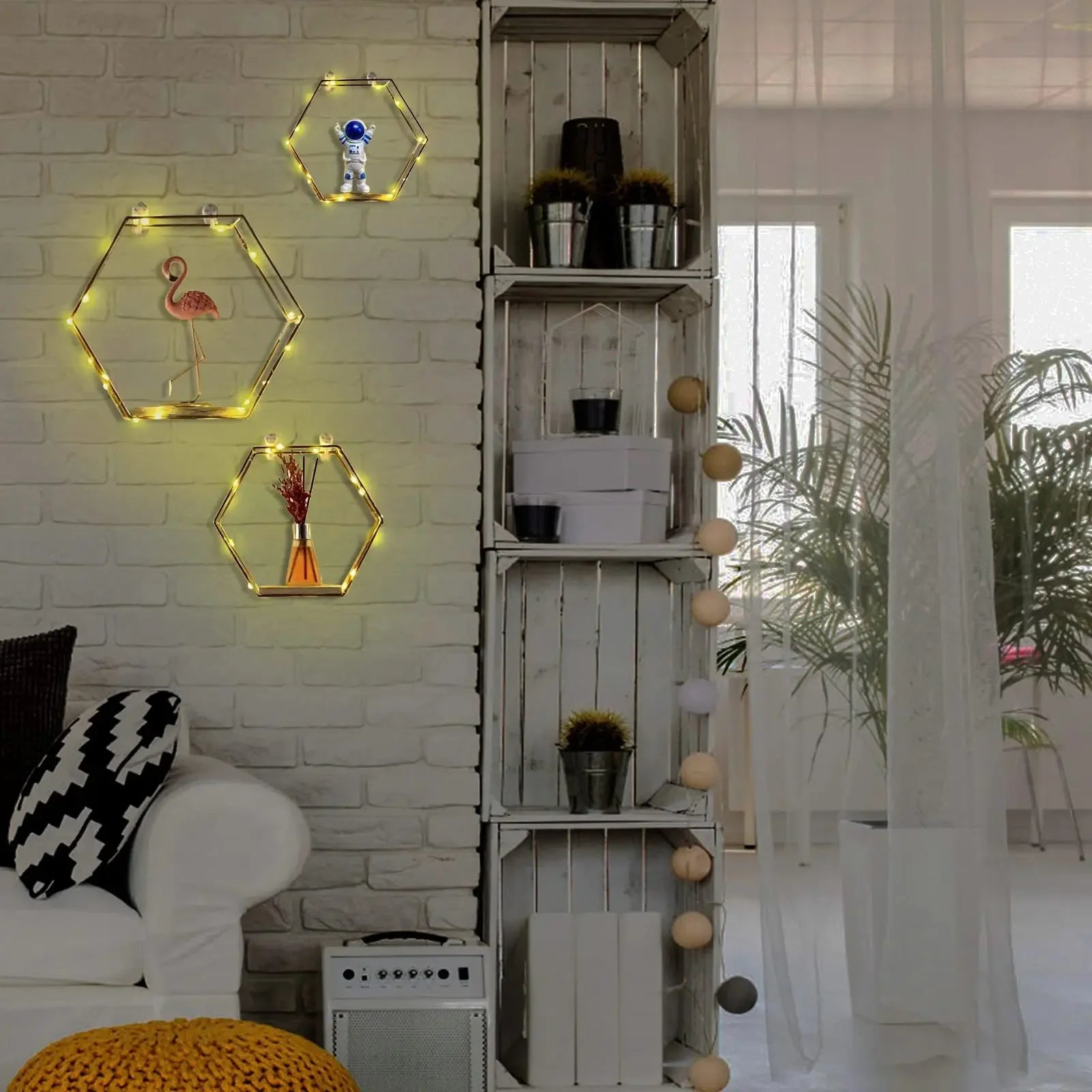 New Creative Dining Room Wall Wrought Iron Wall Hanging Wall Shelves Bedroom Living Room Wall Storage Shelves Home Decoration