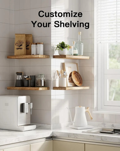 1pc Floating Shelves Wooden Wall Mounted Storage Shelf Deeper Thicker Bathroom Shelves for Living Room, Bedroom, Kitchen