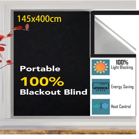 100 Blackout Window Cover Darkest Light Block Black Privacy Film House Home Tint Glass Cloth Curtain Bedroom UV Sunshade Sun