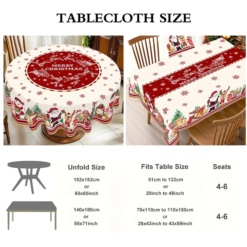 Rustic Christmas Tablecloth Santa Snowman Table Cover Christmas Party Table Decorations for Home Kitchen 2025 Xmas Gifts Navidad