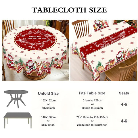 Rustic Christmas Tablecloth Santa Snowman Table Cover Christmas Party Table Decorations for Home Kitchen 2025 Xmas Gifts Navidad