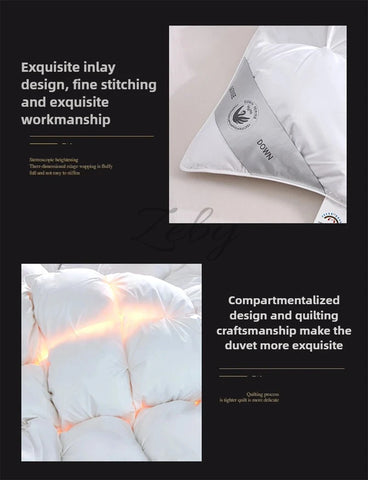High Grade 100% White Goose Down Quilt Winter Warm Feather Duvet Queen King Cozy Lightweight 3D Bread Comforter Pinch Pleated