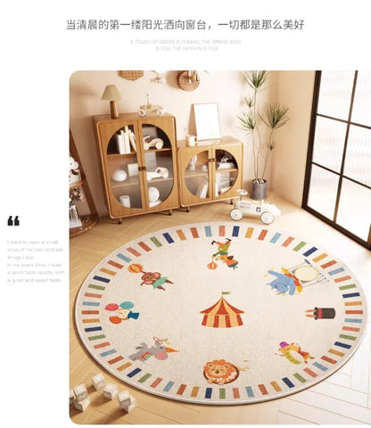 Cartoon Style Rugs for Bedroom Washable Living Room Decoration Round Carpet Anti-slip Children's Room Floor Mat Soft Bedside Rug