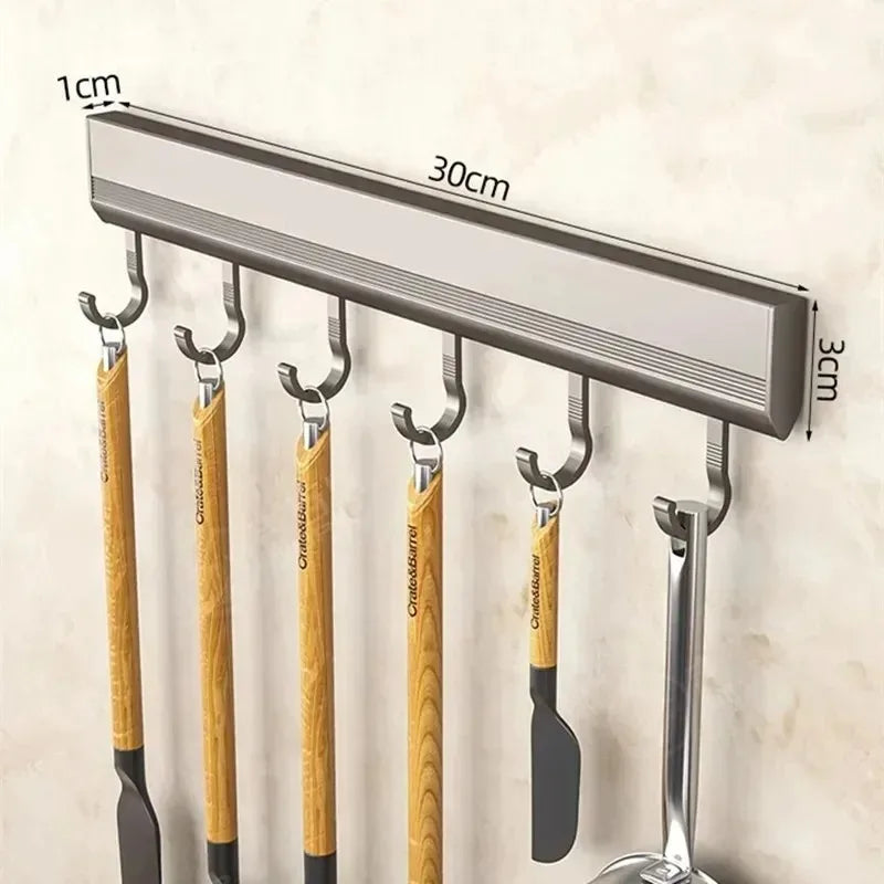Wall Mounted Hooks Rack Punch Free Kitchen Utensils Storage Row Hook Holder Bathroom Towel Robe Coat Hangers Multi-Purpose Hooks