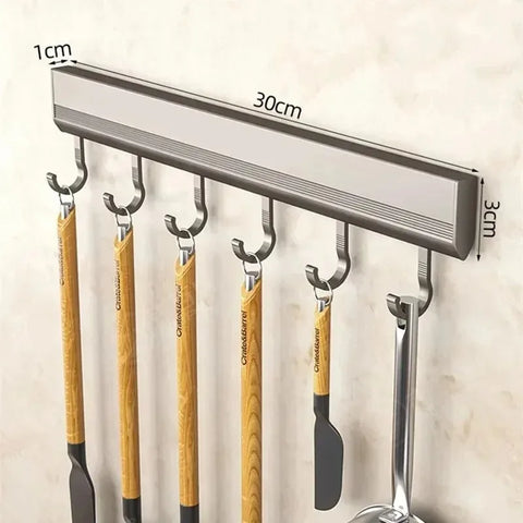 Wall Mounted Hooks Rack Punch Free Kitchen Utensils Storage Row Hook Holder Bathroom Towel Robe Coat Hangers Multi-Purpose Hooks