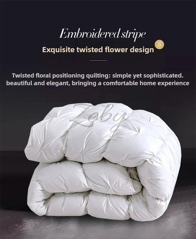 High Grade 100% White Goose Down Quilt Winter Warm Feather Duvet Queen King Cozy Lightweight 3D Bread Comforter Pinch Pleated