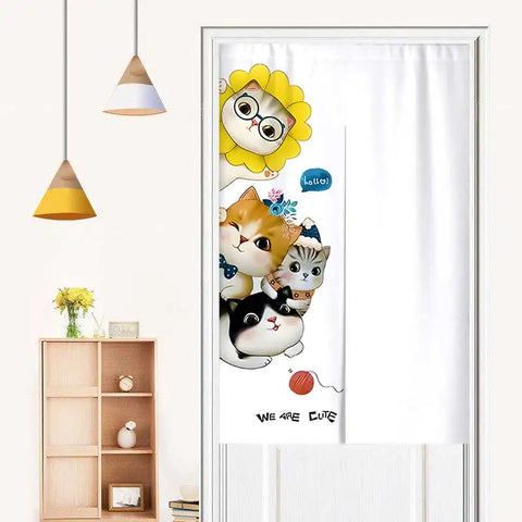 Cute Cartoon Animals Door Curtain Partition Curtains Doorway Bedroom Cafe Decor Half Curtain Kitchen Entrance Hanging Curtains