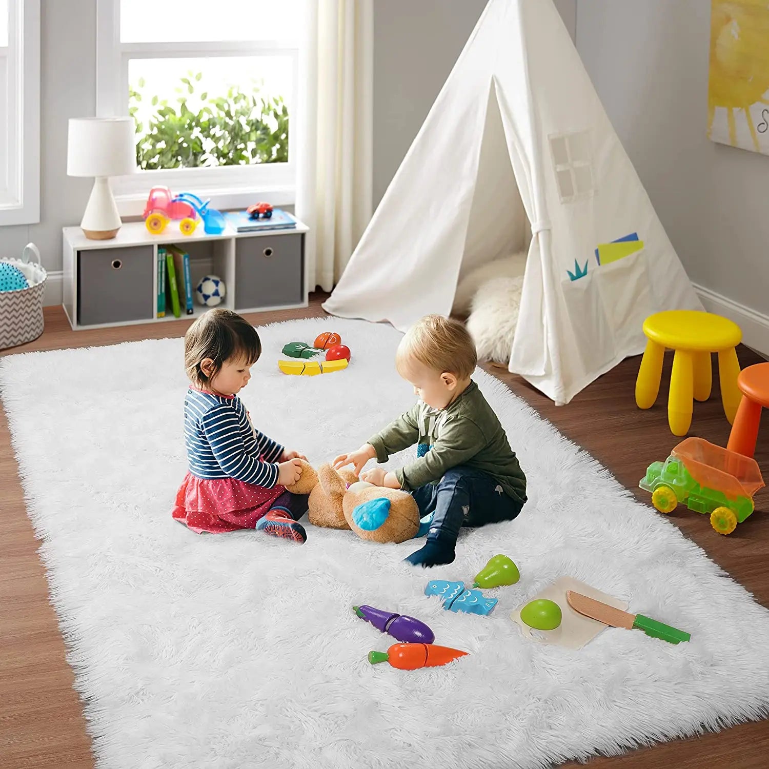 Gray Carpet for Living Room Plush Rug Bed Room Floor Fluffy Mats Anti-slip Home Decor Rugs Soft Velvet Carpets Kids Room Blanket